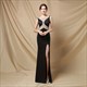 Illusion Ausschnitt Perlenverziertes rückenfreies Prom Dress