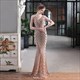 Sequin Mermaid V-Neck Sleeveless Prom Dress With Beading