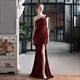 Long Sequin One Shoulder Split Front Evening Dress