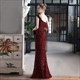 Long Sequin One Shoulder Split Front Evening Dress