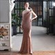 Long Sequin One Shoulder Split Front Evening Dress