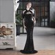 Sequin Mermaid High Neck Halter Evening Gown With Beading