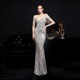 V-Ausschnitt Meerjungfrau Pailletten Prom Dress mit Spaghettiträgern