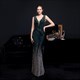 Sheath Column Sequin V-Neck Sleeveless Prom Dress