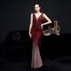 Sheath Column Sequin V-Neck Sleeveless Prom Dress