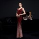 Sheath Column Sequin V-Neck Sleeveless Prom Dress