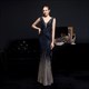 Sheath Column Sequin V-Neck Sleeveless Prom Dress