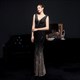 Sheath Column Sequin V-Neck Sleeveless Prom Dress