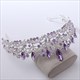 Purple Crystal Bridal Tiara With Rhinestone Accents