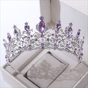 Purple Crystal Bridal Tiara With Rhinestone Accents