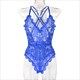 V-Neck Spaghetti Strap One Piece Sheer Lace Teddy