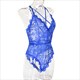 V-Neck Spaghetti Strap One Piece Sheer Lace Teddy
