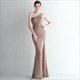Long One Shoulder Sequin Overlay Split Front Prom Dress