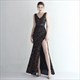 V-Neck Sleeveless Sequin Ruched Split Front Prom Dress