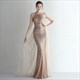 Sheath Column Sequin High Neck Prom Dress With Straps