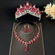 Bridal Tiara Necklace And Earring Sets With Rhinestone Accents