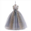 Robes de princesse d'anniversaire pour fille avec col V, sans manches et broderie