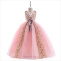 Robes de princesse d'anniversaire pour fille avec col V, sans manches et broderie