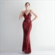 Sequin V-Neck Spaghetti Strap Mermaid Backless Prom Dress