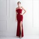 Strapless Mermaid Split Front Prom Dress With Tassel