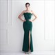 Strapless Mermaid Split Front Prom Dress With Tassel