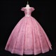 Lace Applique Cap Sleeves Ball Gown Dresses With Open Back
