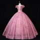 Lace Applique Cap Sleeves Ball Gown Dresses With Open Back