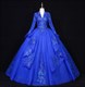 Lace Applique Keyhole Back Ball Gown Dresses With Long Sleeves