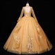 Lace Applique Keyhole Back Ball Gown Dresses With Long Sleeves