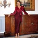 Sequin V-Neck Long Sleeves Split Back Evening Dresses