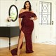 Langes schulterfreies Pailletten-Prom Dress mit vorderem Schlitz