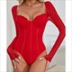 Sweetheart Long Sleeves Bodysuit Top Leotard