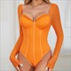 Sweetheart Long Sleeves Bodysuit Top Leotard