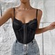 Spaghetti Strap Sweetheart Lace Embellished Bustier Top