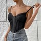 Spaghetti Strap Sweetheart Lace Embellished Bustier Top