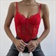 Spaghetti Strap Lace Embellished Bustier Corset Crop Tops