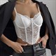 Spaghetti Strap Lace Embellished Bustier Corset Crop Tops