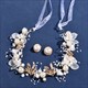 Legierungs-Haarreif-Mit-Perlen-Ohrringen-Set-Blumen-Haarband
