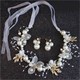 Legierungs-Haarreif-Mit-Perlen-Ohrringen-Set-Blumen-Haarband