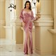Ruched Sheath Prom Dress With Long Sleeve And Split Front