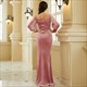 Ruched Sheath Prom Dress With Long Sleeve And Split Front