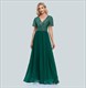 V-Neck-Prom-Kleid aus Chiffon mit Paillettenoberteil und kurzen Ärmeln