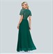 V-Neck-Prom-Kleid aus Chiffon mit Paillettenoberteil und kurzen Ärmeln