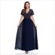 V-Neck-Prom-Kleid aus Chiffon mit Paillettenoberteil und kurzen Ärmeln