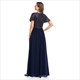 V-Neck-Prom-Kleid aus Chiffon mit Paillettenoberteil und kurzen Ärmeln