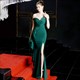Off The Shoulder Split Front Prom Dress With Cascading Ruffles