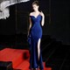 Off The Shoulder Split Front Prom Dress With Cascading Ruffles