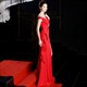 Off The Shoulder Split Front Prom Dress With Cascading Ruffles