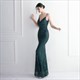 Sequin Spaghetti Strap Mermaid V-Neck Prom Dress