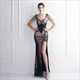 Sequin Sheath Split Front V-Neck Prom Dresses With Beading